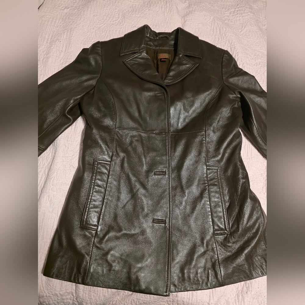 Danier Dark Brown Leather Button-Front Jacket Siz… - image 6